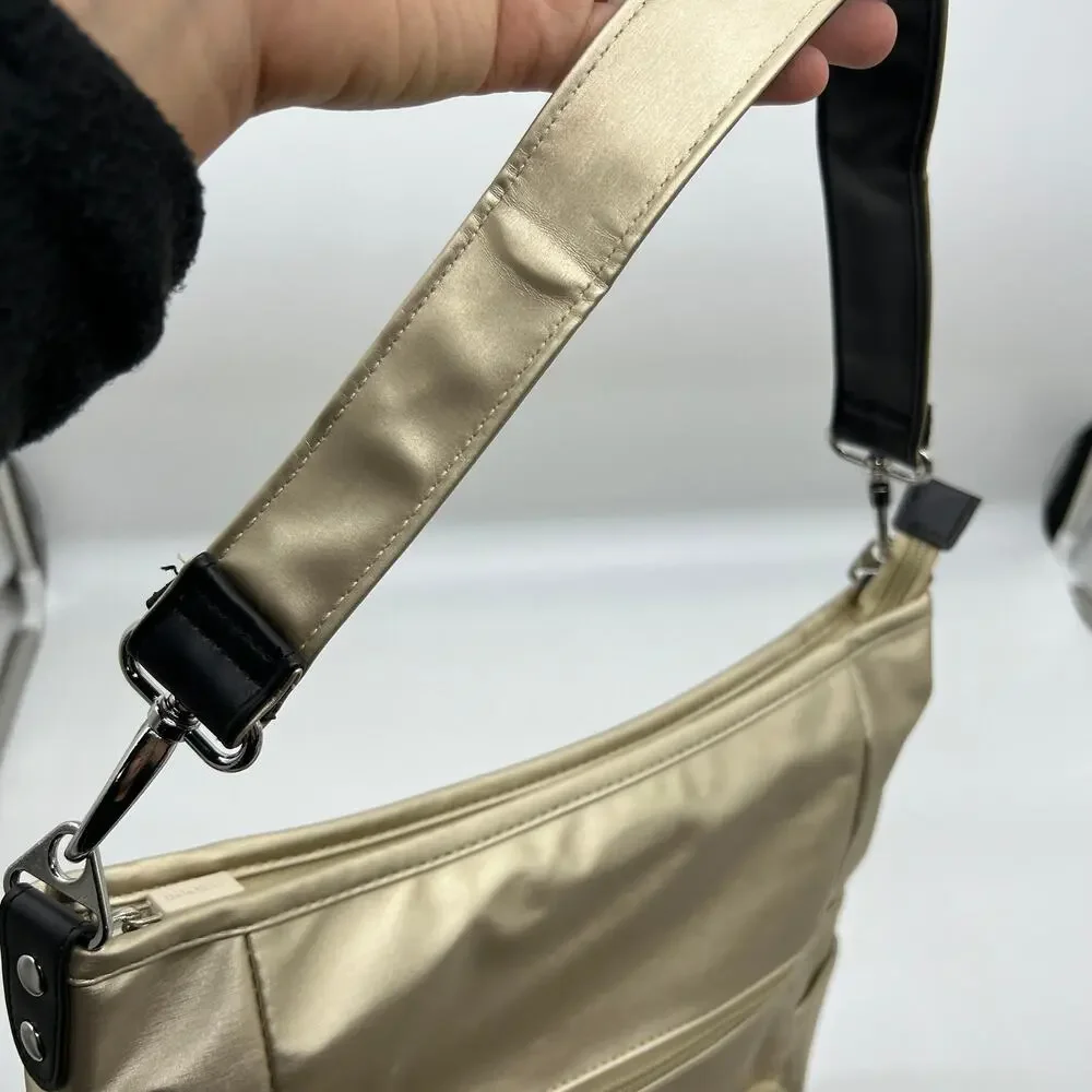IHKWIP Zig Zag Quilted Go Getter Shoulder Bag with Crossbody Strap Met Champagne